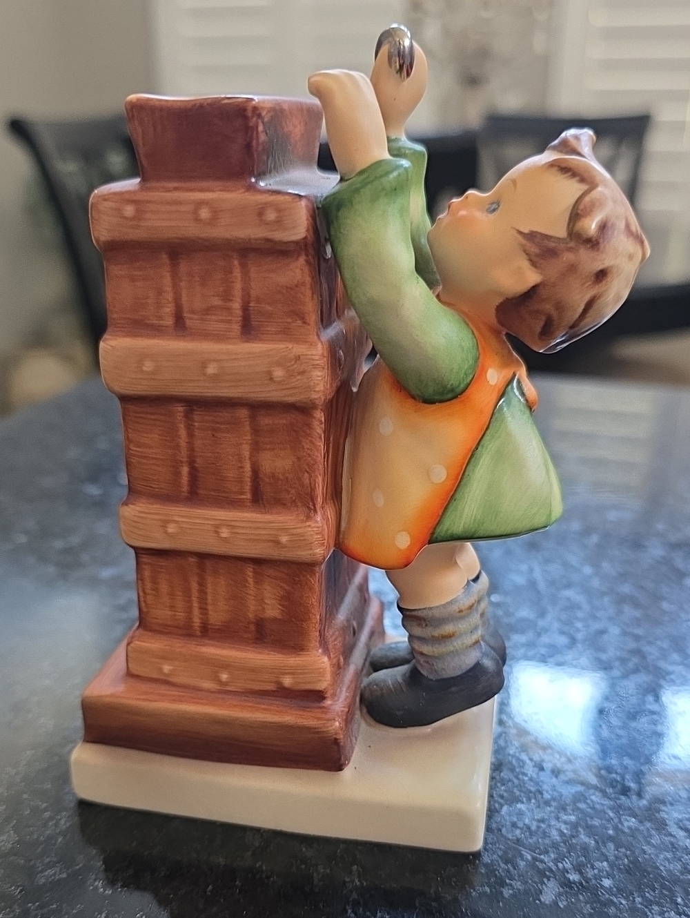 Hummel Ceramic Boy Figurine in Green and Orange